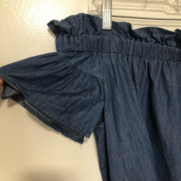 Anthropologie Corey Lynn Calter Off the Shoulder Chambray Dress Blue Cotton XS - Picture 6 of 6